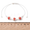 Adjustable Handmade Flower Printed Porcelain Beads Braided Beaded Bracelets for Women BJEW-JB13580-3