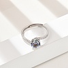 Rhodium Plated 925 Sterling Silver Moissanite Adjustable Rings for Women RJEW-U038-05P-3