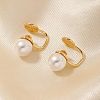 Simple and Elegant Vintage Brass Imitation Pearl Round Clip-on Earrings UF6874-1