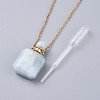 Natural Aquamarine Perfume Bottle Pendant Necklaces NJEW-F266-01B-3