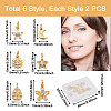 12Pcs 6 Style Brass Micro Pave Cubic Zirconia Charms ZIRC-PJ0001-03-9