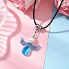 Angel Glass Sead Beaded Wing Pendant Necklaces NJEW-MZ00090-01-1