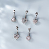 316L Surgical Stainless Steel Clear Cubic Zirconia Curved Barbell Belly Rings WG7644D-10-2