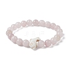 Natural Rose Quartz & Synthetic Turquoise Dolphin Beaded Stretch Bracelets BJEW-JB09830-02-1