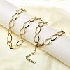 304 Stainless Steel Teardrop Link Chain Necklaces for Women Men NJEW-A058-02G-3