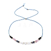 Faceted Round Natural Black Agate & Sodalite & Rose Quartz & Quartz Crystal Braided Bead Bracelets BJEW-F493-09G-02-2