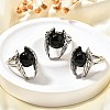 Natural Obsidian Wings Adjustable Rings RJEW-K241-04AS-09-1