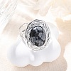 Oval Natural Snowflake Obsidian Finger Rings RJEW-M063-01P-17-1