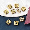 Brass Rhinestone Spacer Beads X-RB-A013-6x6-01G-3