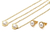 Flat Round Plastic Imitation Pearl Pendant Necklaces & Bracelets & Stud Earrings Sets SJEW-C004-02G-2