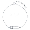 Anti-Tarnish Rhodium Plated 925 Sterling Silver Paperclip Link Bracelets for ZN7381-1