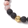 8mm Round Natural Zebra Jasper & Lava Rock Beaded Stretch Bracelets for Women BJEW-JB10433-3