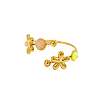 304 Stainless Steel & Nstural Gemstone & Cubic Zirconia Cuff Rings for Women STAS-OY012-53G-6