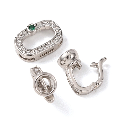 Brass Micro Pave Cubic Zirconia Fold Over Clasps KK-D259-07P-1