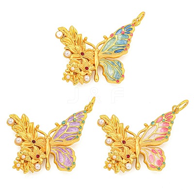 Rack Plating Brass Enamel Pendants KK-Z054-04G-1