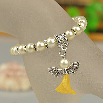 Lovely Wedding Dress Angel Bracelets for Kids BJEW-JB00727-11-1