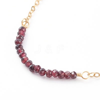 January Birthstone Natural Garnet Beaded Bracelets BJEW-JB06092-01-1