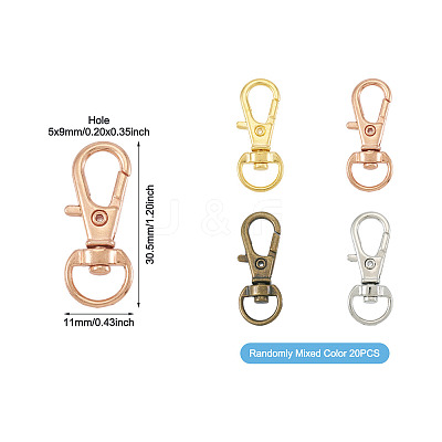 20Pcs 4 Colors Alloy Swivel Lobster Claw Clasps IFIN-TA0001-73-1