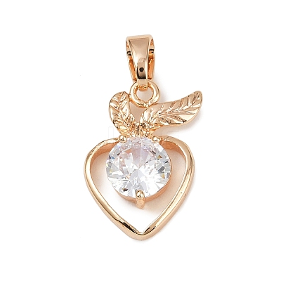 Brass Micro Pave Cubic Zirconia Pendants KK-E795-27KCG-02-1