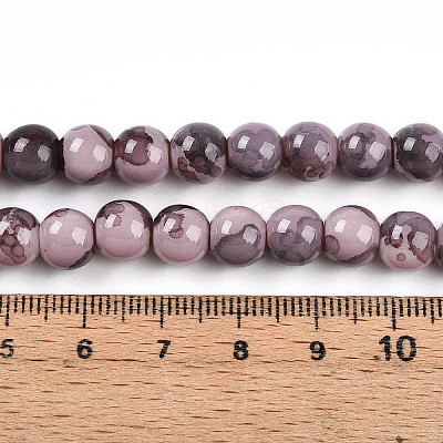 Baking Paint Glass Beads Strands DGLA-N003-8mm-C09-1