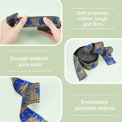 2Pcs 2 Colors Ethnic Style Embroidery Polyester Ribbons OCOR-PH0003-92-1