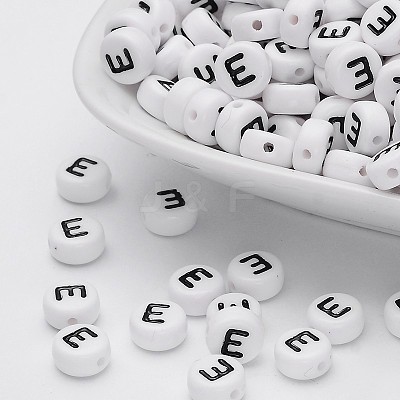 Acrylic Horizontal Hole Letter Beads X-PL37C9070-E-1
