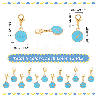 6 Sets 6 Colors Alloy Enamel Pendants Decoration HJEW-PH0001-66-1