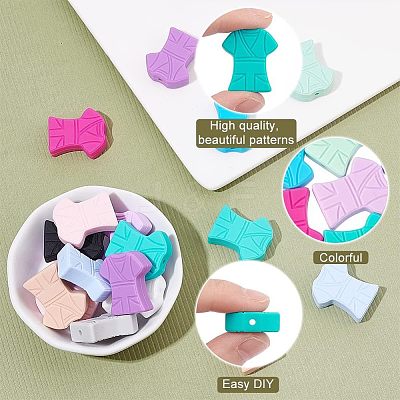 24Pcs 12 Colors Food Grade Eco-Friendly Silicone Focal Beads SIL-CA0001-19-1