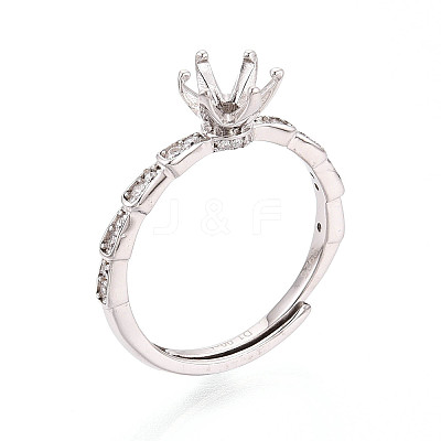 Rhodium Plated 925 Sterling Silver Micro Pave Cubic Zirconia Engagement Solitaire Ring Settings STER-N016-77P-1