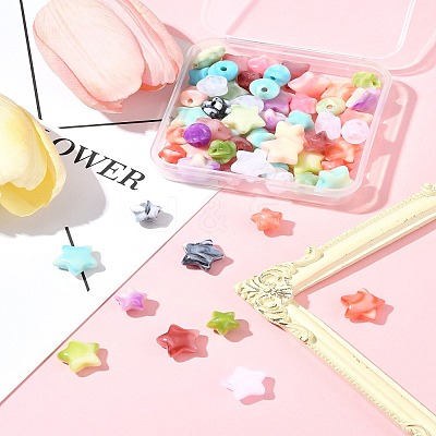 60Pcs 2 Styles Opaque Imitation Gemstone Acrylic Beads OACR-FS0001-85-1