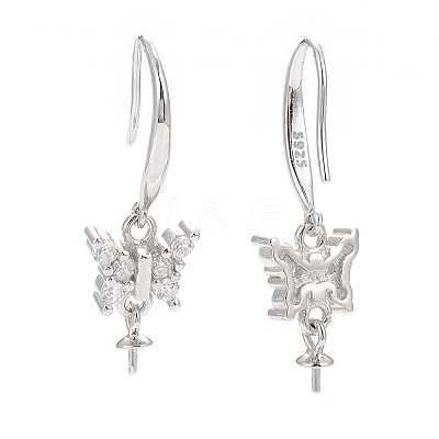 Rhodium Plated 925 Sterling Silver Earring Hooks STER-D035-33P-1