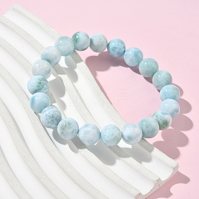 Round Natural Hemimorphite Beaded Stretch Bracelets for Men Women BJEW-B136-01C-1