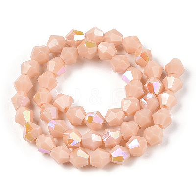 Opaque Solid Color Electroplate Glass Beads Strands EGLA-A039-P6mm-L06-1