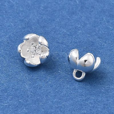 925 Sterling Silver Pave Clear Cubic Zirconia 3D Flower Charms STER-D302-12S-1