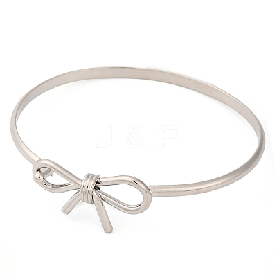 Bowknot Brass Plain Bangles for Women BJEW-F477-06P-1