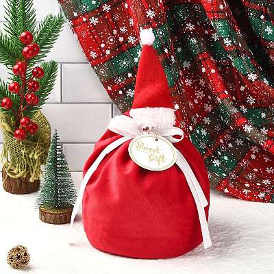 Christmas Hat Velvet Drawstring Bags ST-CJ0001-01A-1