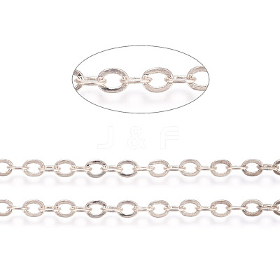 Brass Flat Oval Cable Chains X-CHC025Y-01-RG-1