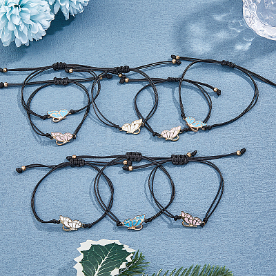 3 sets 3 colors Butterfly Alloy Enamel Link Bracelets Set BJEW-FI0001-09-1