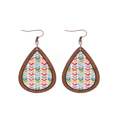 Wood Dangle Earrings FS-WG89FD2-03-1