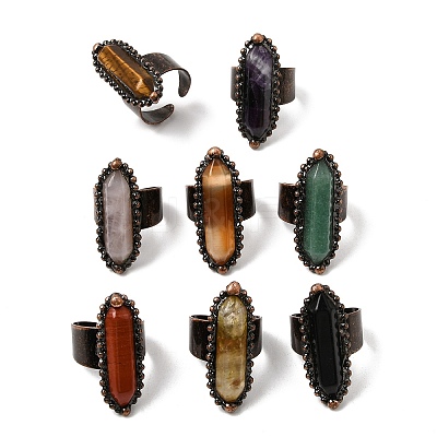 Natural Gemstone Cuff Open Rings GG-CBAB410-01-1