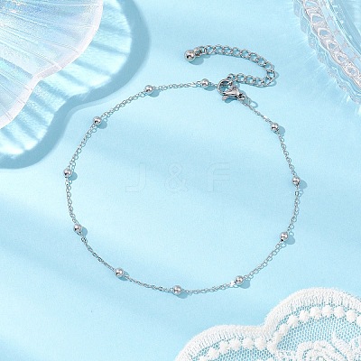 304 Stainless Steel Ball Cable Chain Anklets AJEW-AN00643-02-1