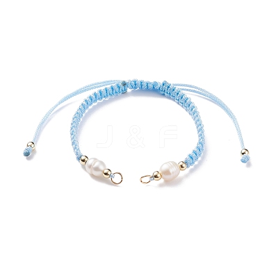 Half Finished Polyester Braided Pearl Bracelet AJEW-JB01128-03-1