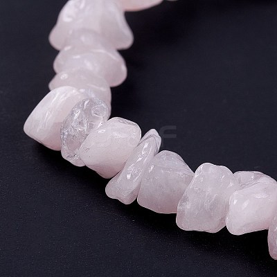 Rose Quartz Chips Stretch Bracelets BJEW-JB01308-01-1