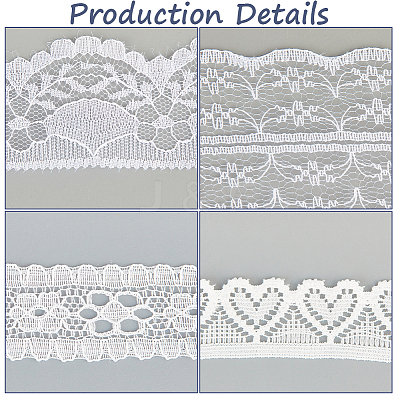 4 Styles Polyester Lace Trim OCOR-GF0005-25D-1