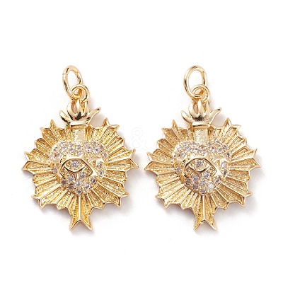Brass Micro Pave Clear Cubic Zirconia Pendants ZIRC-H117-01G-1
