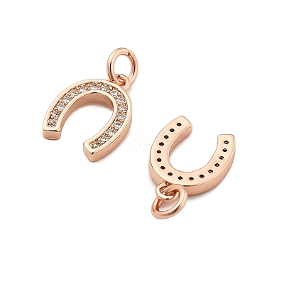 CZ Brass Micro Pave Cubic Zirconia Horse Shoe Charms ZIRC-L018-13RG-1