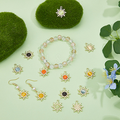 36Pcs 6 Colors Cat Eye Pendants FIND-HY0002-83-1