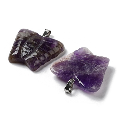 Natural Amethyst Carved Pendants G-B067-01B-1