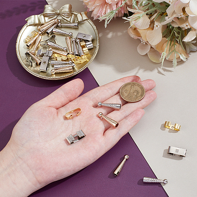 32Pcs 2 Colors Brass Bolo Tie Slide Clasps KK-NB0004-20-1