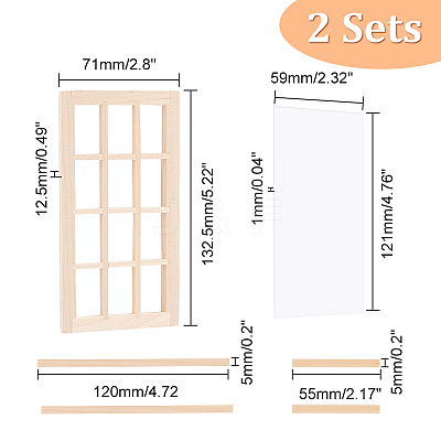 DIY Rectangle Wooden Mini Windows DIY-WH0002-26-1
